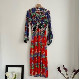 RIXO Floral Silk Maxi Dress